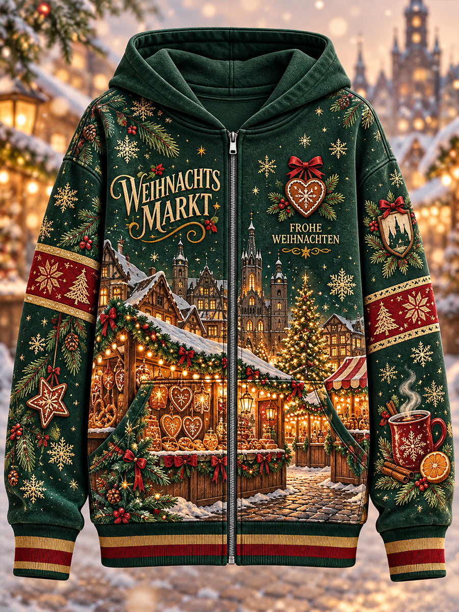 Damen-Weihnachts-bedruckte Kapuzen jacke