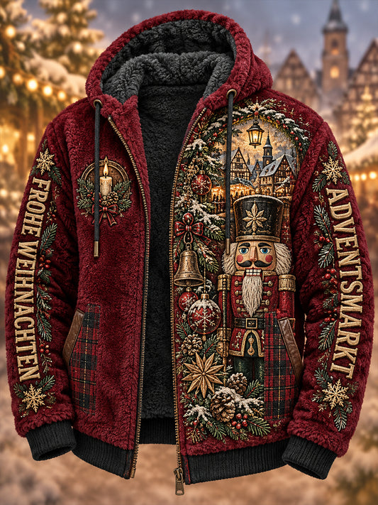 Herren-Weihnachtshemd-Print-Flanell-Kapuzen jacke