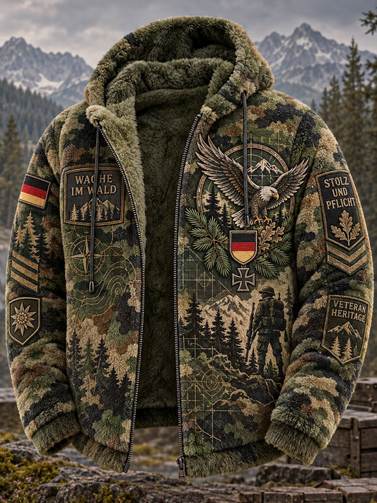 Herren Veteranen-Themen-Tarnmuster-Flanell-Kapuzen jacke