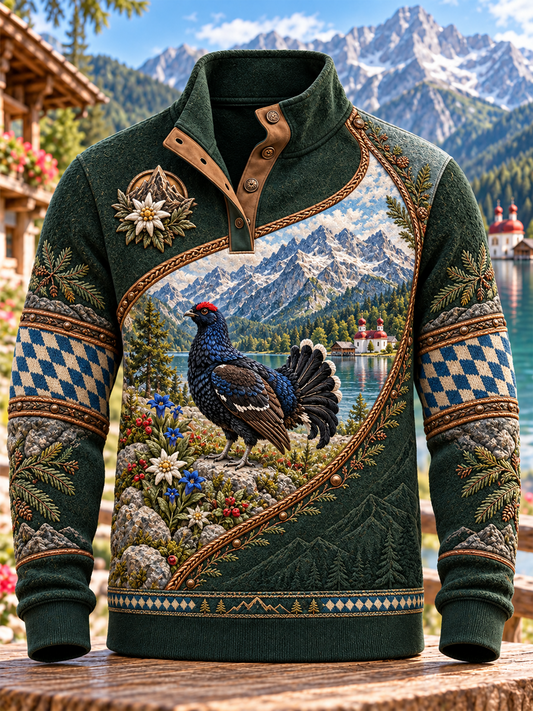 Herren-Kapuzenpullover Alps Art mit vier Knöpfen