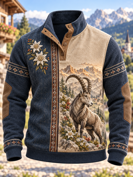 Herren-Kapuzenpullover Alps Art mit vier Knöpfen