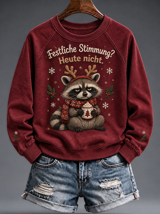Weihnachtlicher, witziger Damen-Sweatshirt mit Tiermotiv