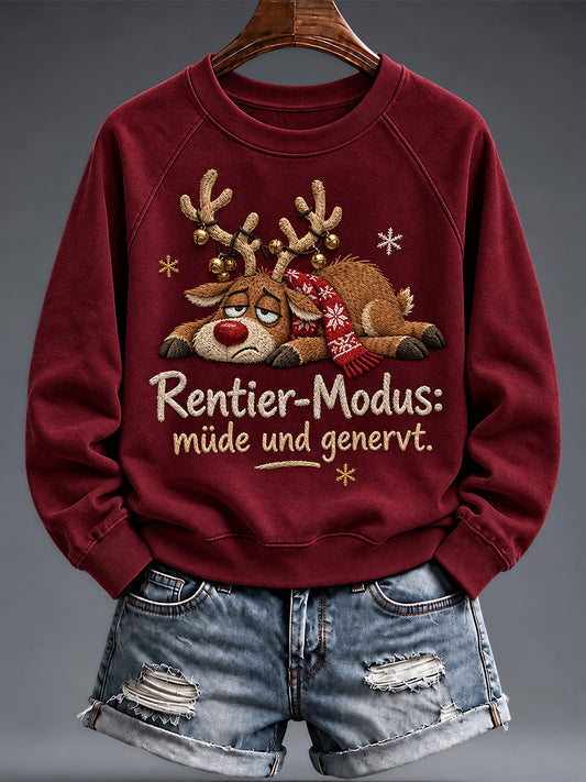 Weihnachtlicher, witziger Damen-Sweatshirt mit Tiermotiv