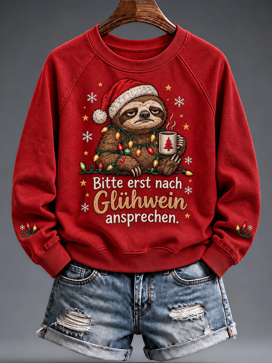 Weihnachtlicher, witziger Damen-Sweatshirt mit Tiermotiv