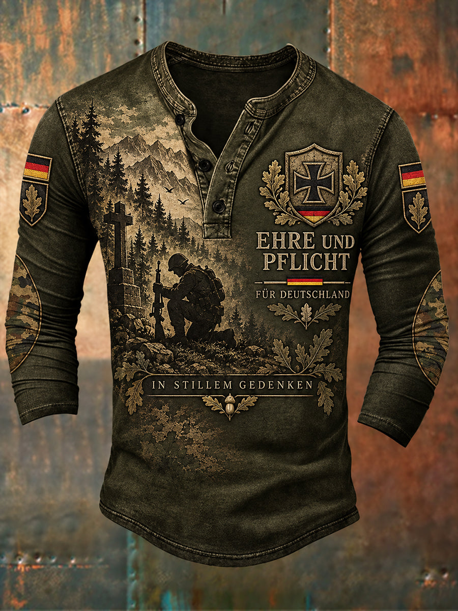 Herren-Longsleeve mit grafischem Print zum Thema Militärveteranen