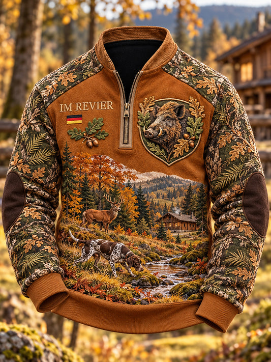 Herren-Kapuzenpullover mit Reißverschluss für die deutsche Jagdsaison
