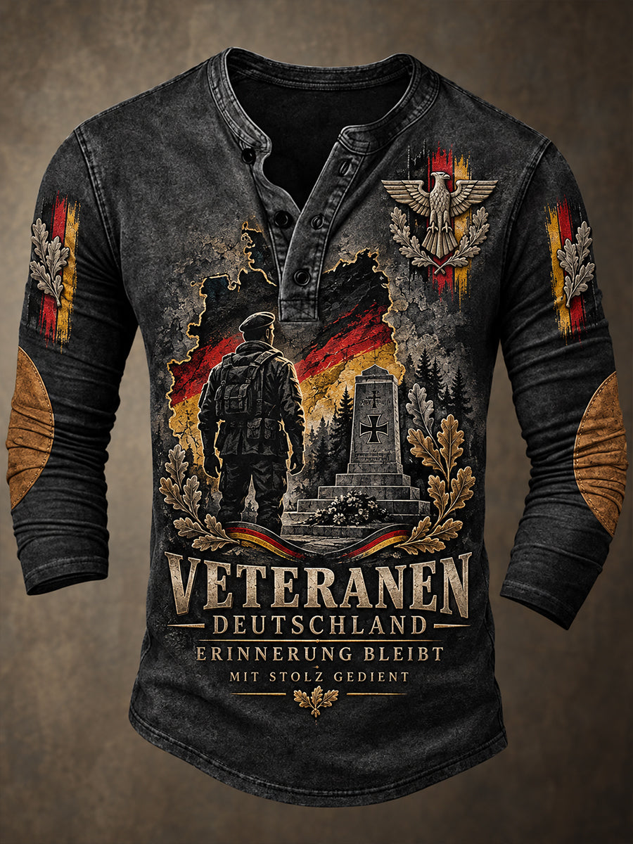 Herren-Longsleeve mit grafischem Print zum Thema Militärveteranen
