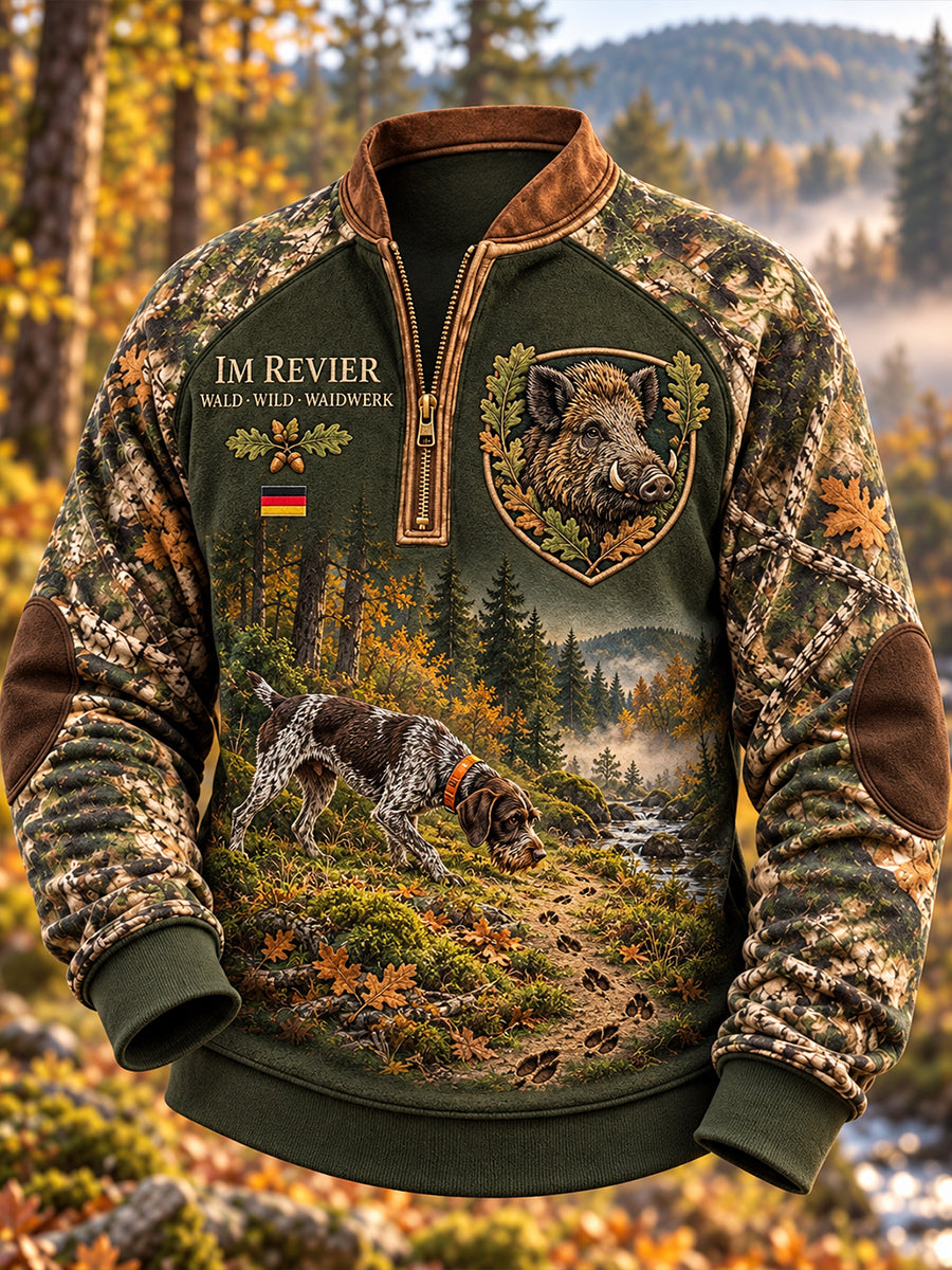 Herren-Kapuzenpullover mit Reißverschluss für die deutsche Jagdsaison