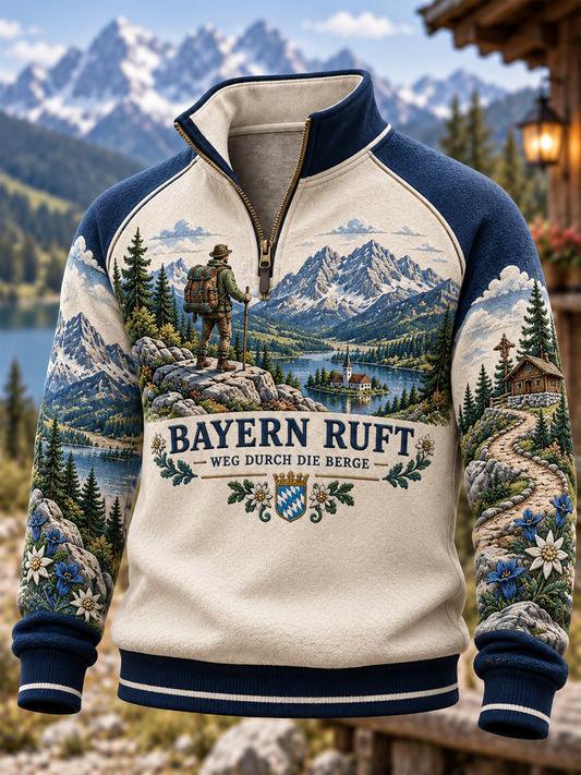 Herren-Kapuzenpullover mit Reißverschluss, Bayern-Design