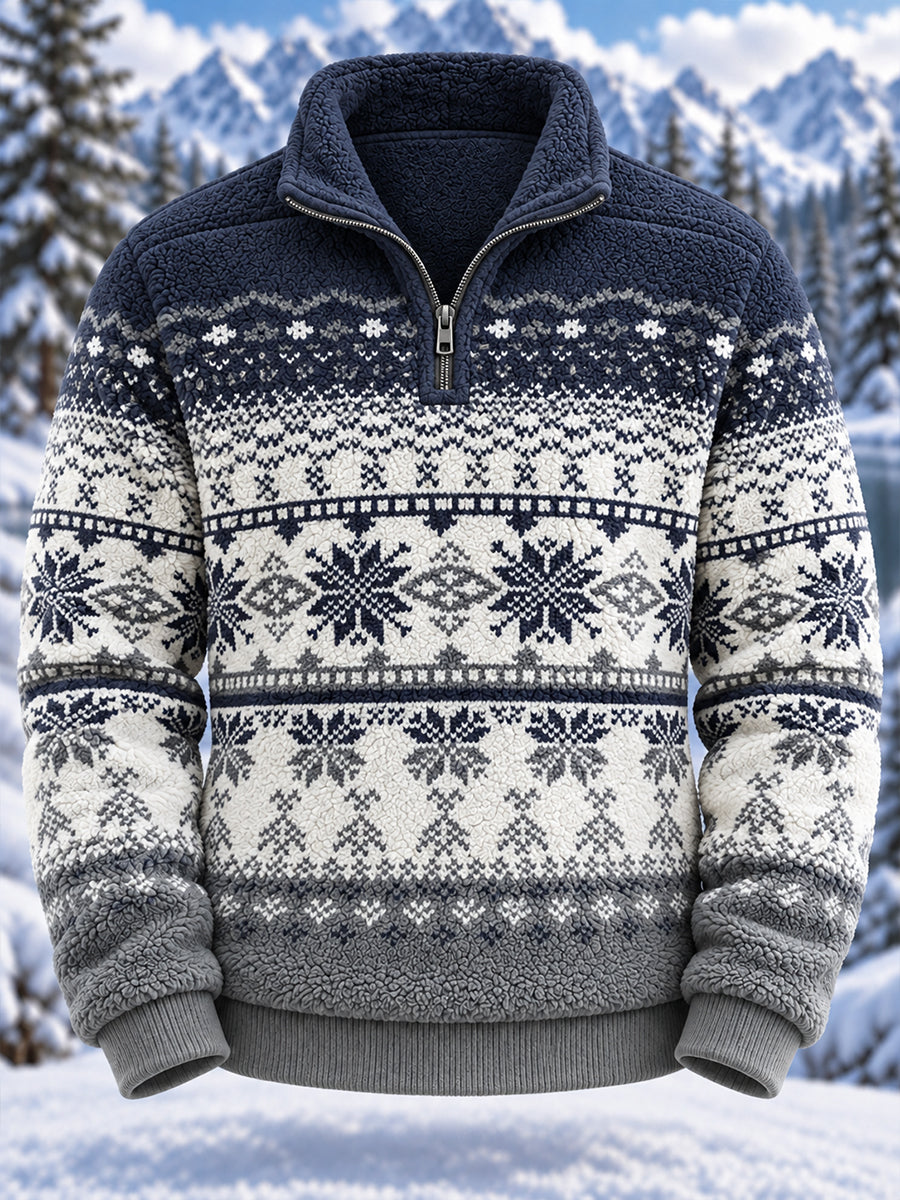 Gestrickter Herren-Rollkragenpullover mit ethnischen Mustern