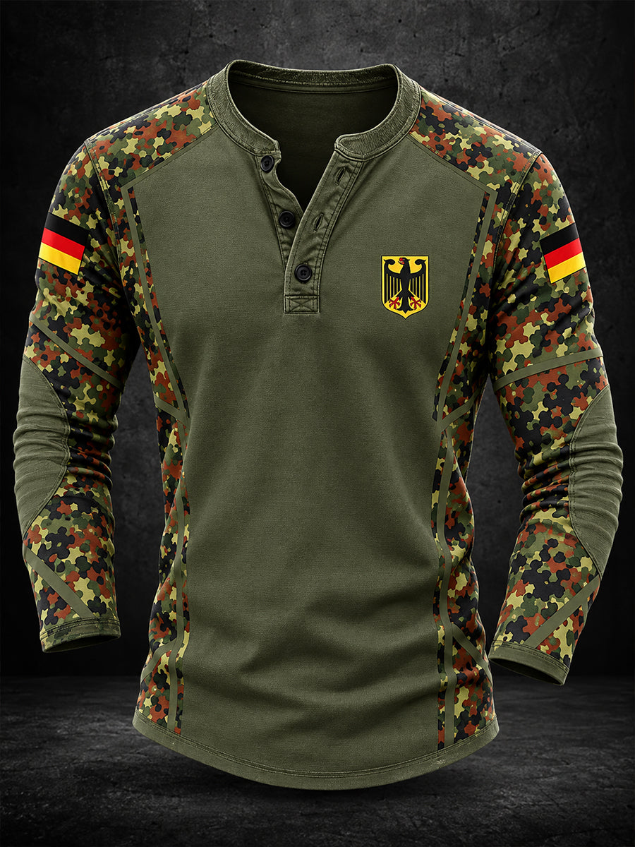 Herren-T-Shirt mit langen Ärmeln und Gedenkgrafik-Print für Veteranen
