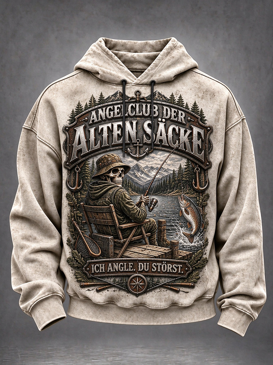 Lässige Herren-Hoodie mit lustigem Angler-Slogan-Print