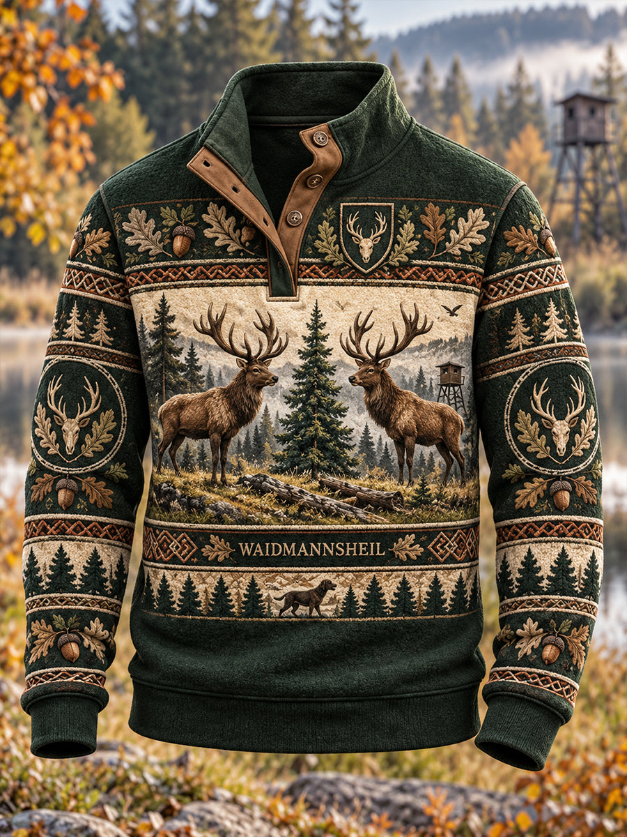 Herren-Hoodie mit vier Knöpfen zur deutschen Jagdsaison