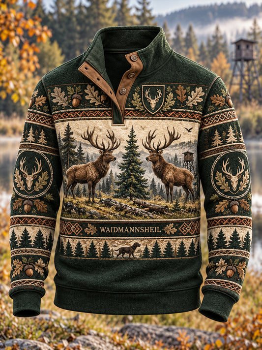 Herren-Hoodie mit vier Knöpfen zur deutschen Jagdsaison