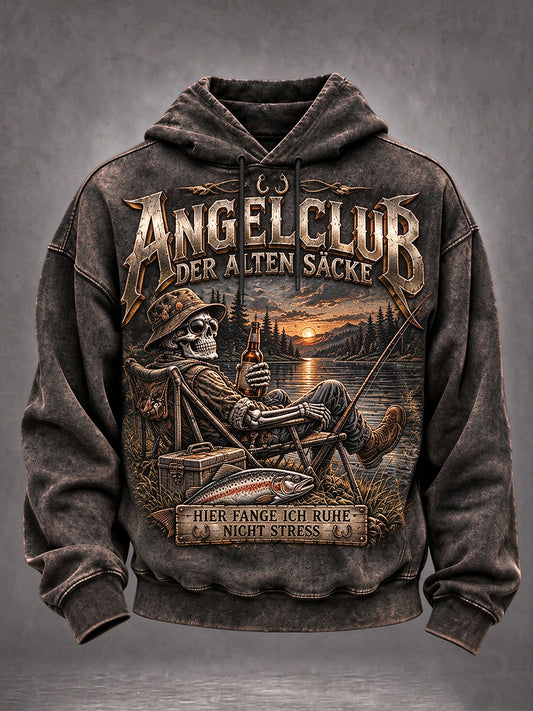 Lässige Herren-Hoodie mit lustigem Angler-Slogan-Print
