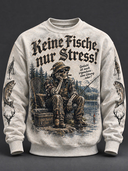 Herren-Sweatshirt mit lustigem Angler-Slogan und Rundhalsausschnitt