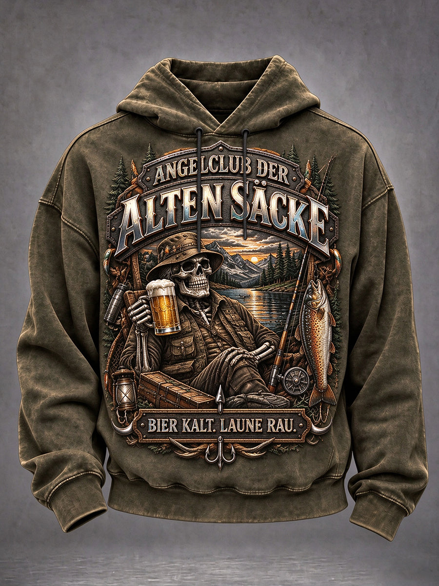 Lässige Herren-Hoodie mit lustigem Angler-Slogan-Print