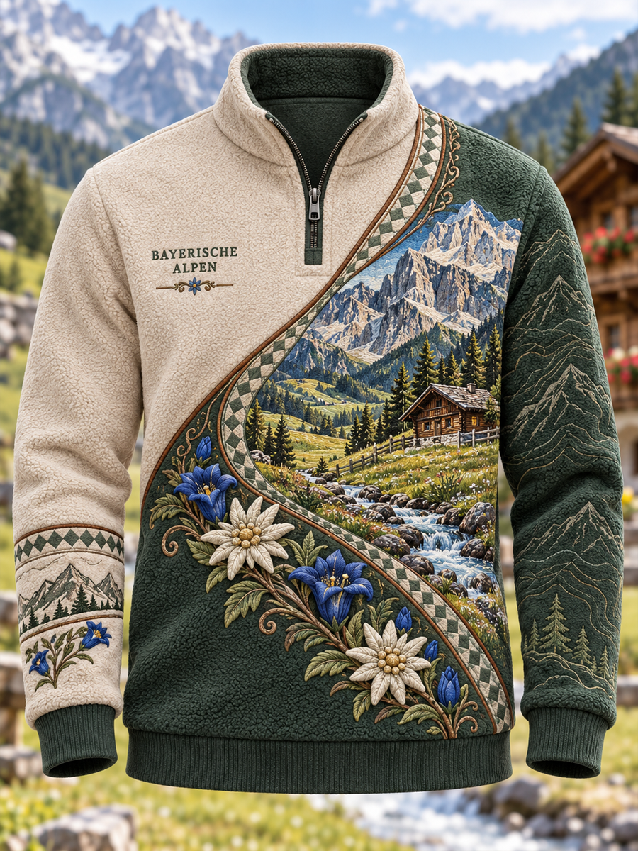 Herren-Flanell-Sweatshirt im alpinen Stil
