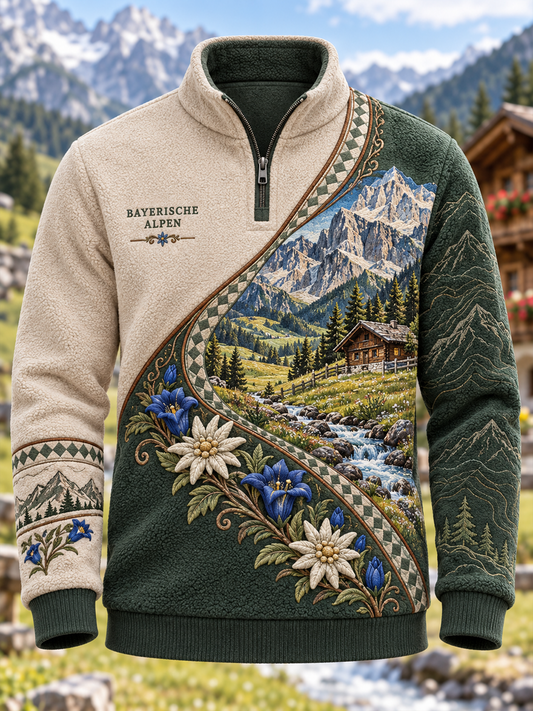 Herren-Flanell-Sweatshirt im alpinen Stil