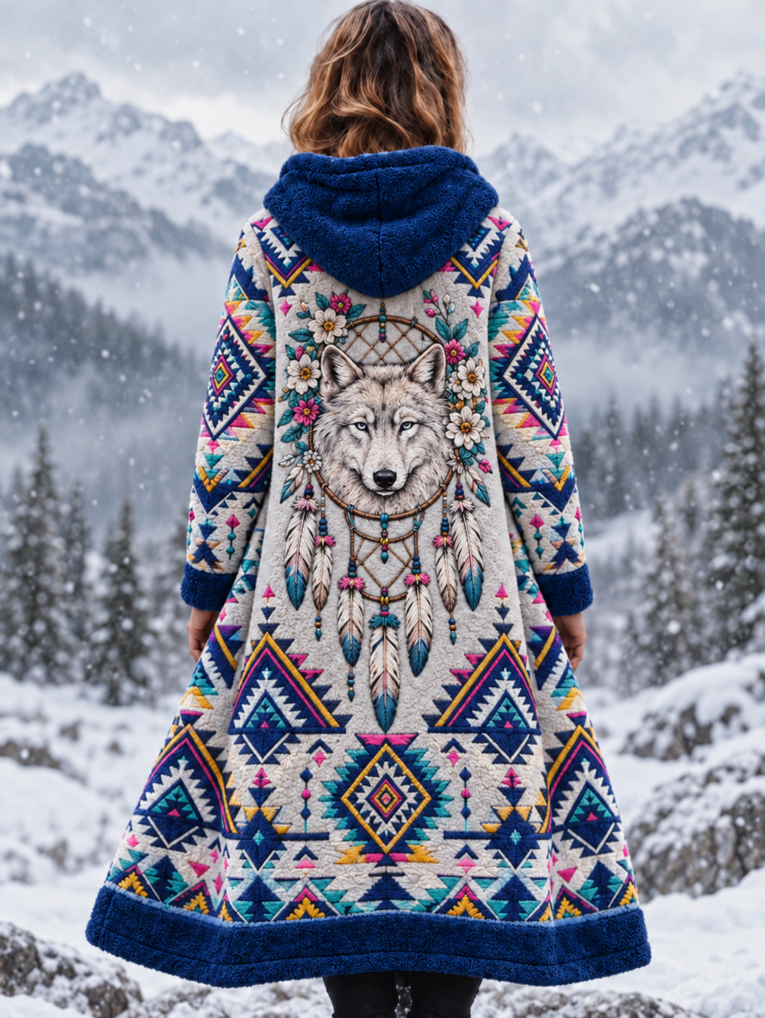 Damen Vintage Viking Tier Azteken Stil Flanell Jacke