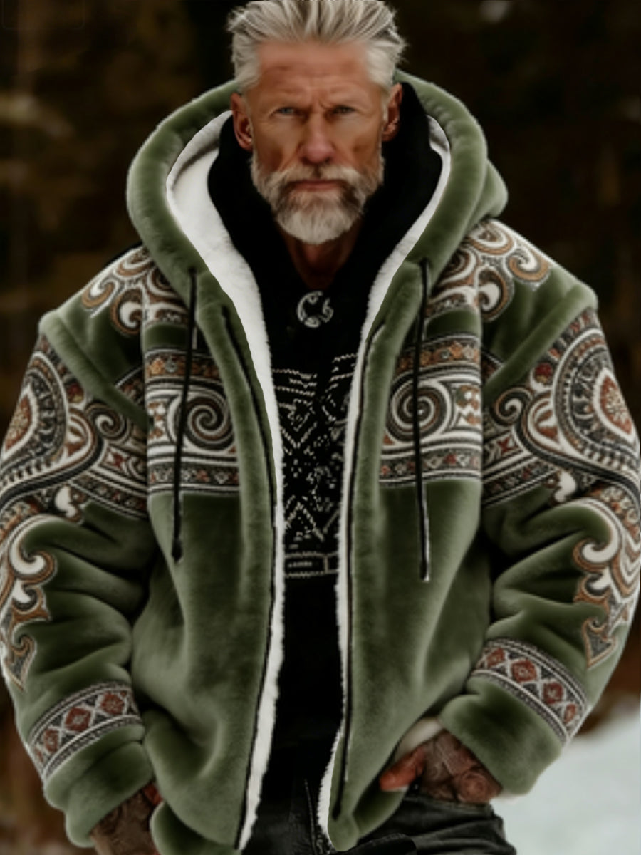 Herren Viking Celtic Art Plüsch Gemütliche warme Kapuzen jacke mit Reiß verschluss