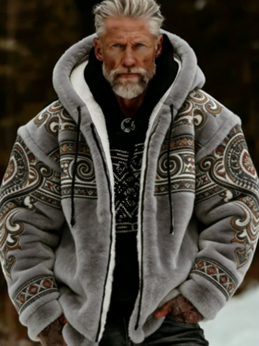 Herren Viking Celtic Art Plüsch Gemütliche warme Kapuzen jacke mit Reiß verschluss