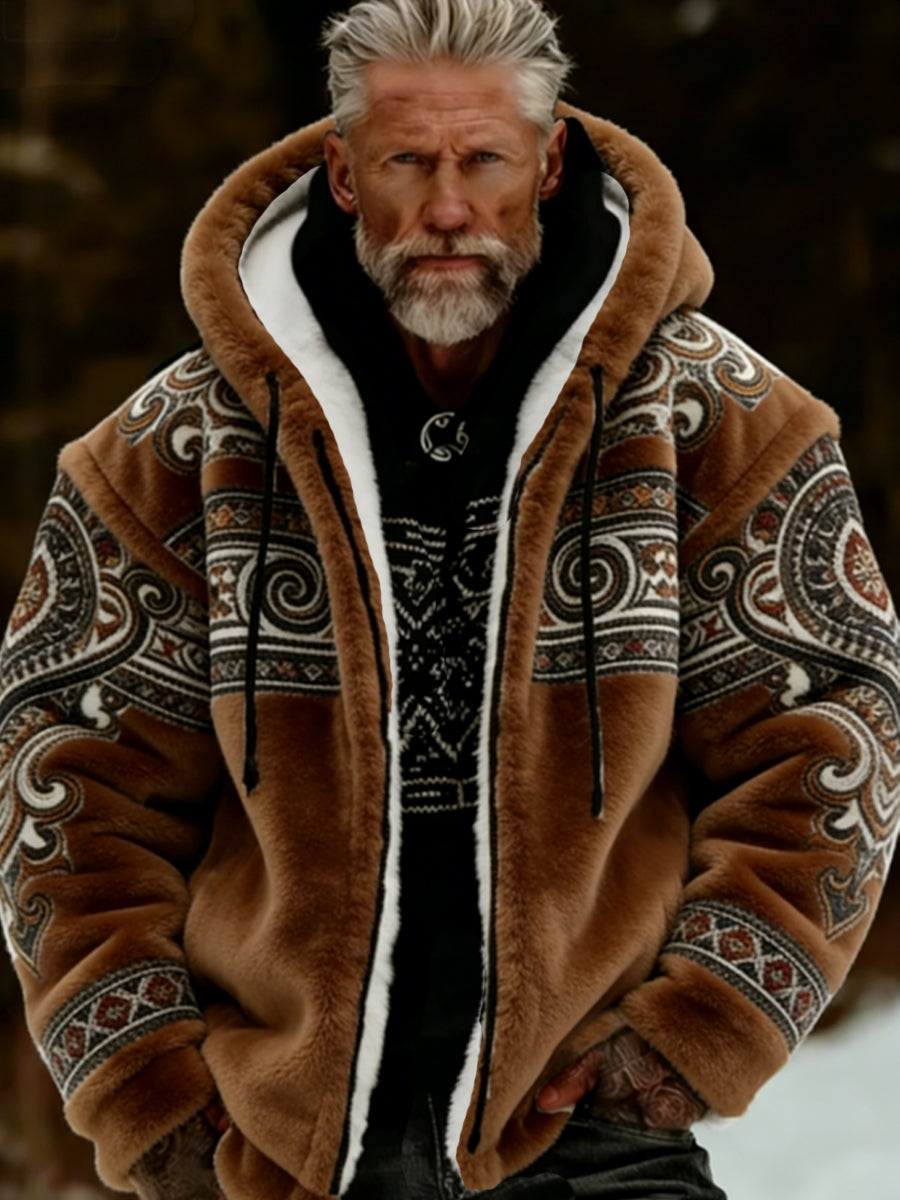 Herren Viking Celtic Art Plüsch Gemütliche warme Kapuzen jacke mit Reiß verschluss