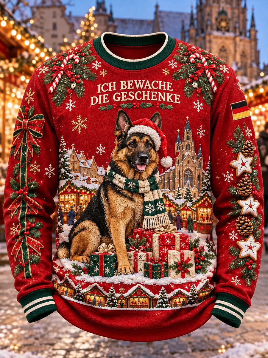 Herren-Kapuzenpullover mit Weihnachtsdruck und Rundhalsausschnitt