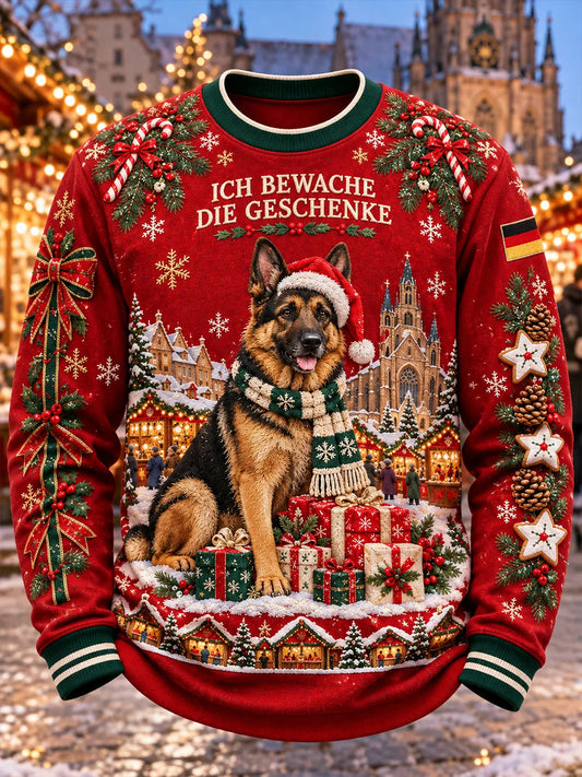 Herren-Kapuzenpullover mit Weihnachtsdruck und Rundhalsausschnitt