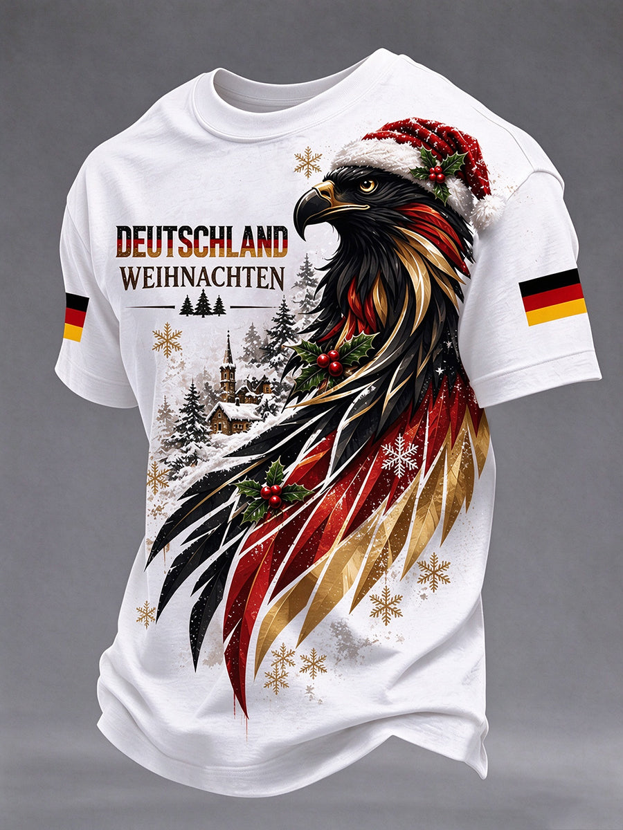 Herren-T-Shirt mit Weihnachtsmotiv und deutschem Adler