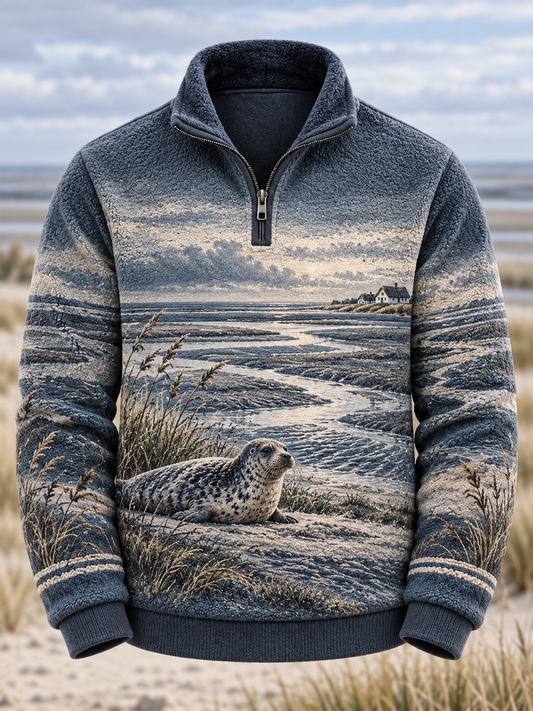 Herren Coastal Art Flanell Sweatshirt
