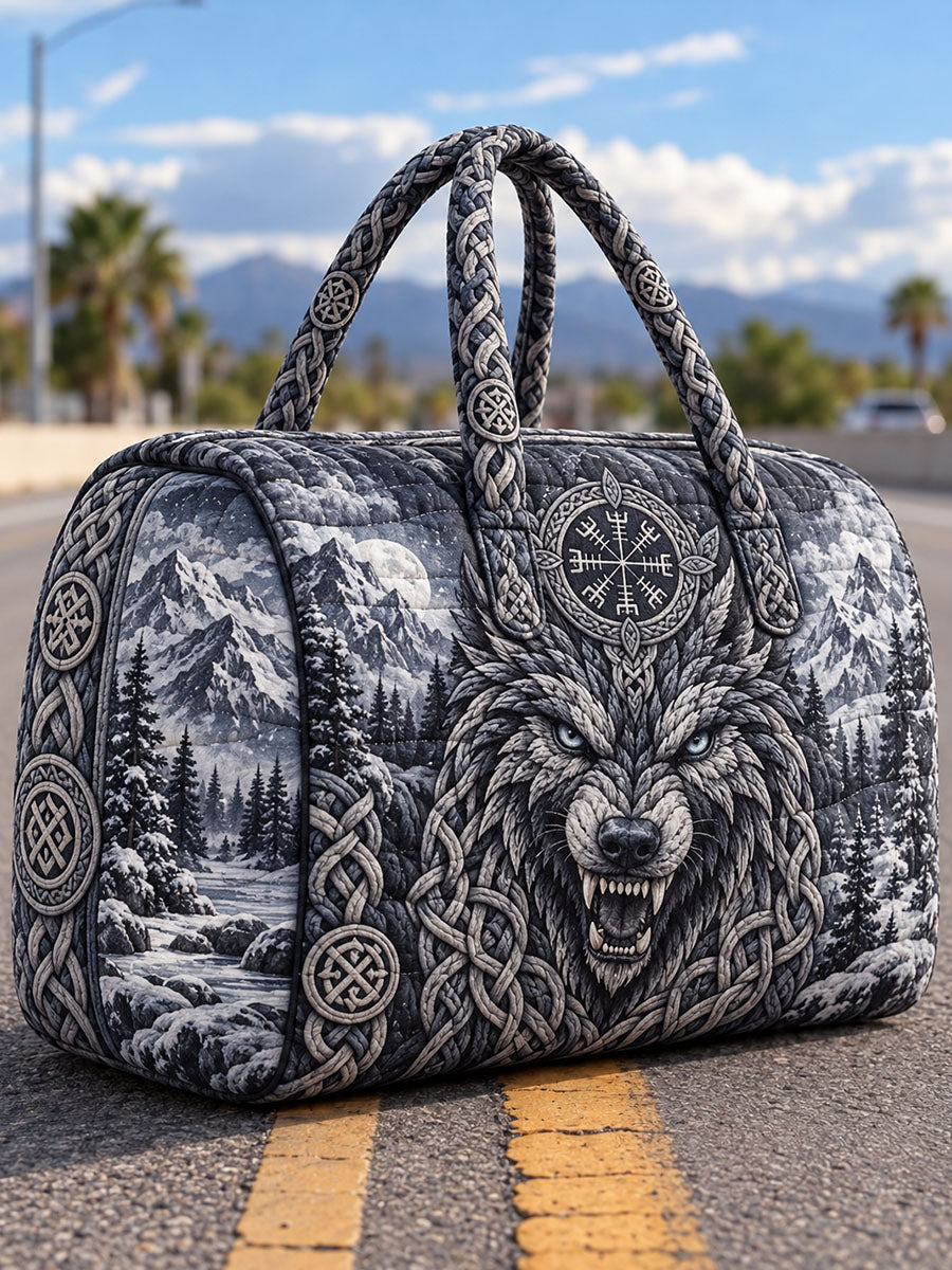 Gesteppte Reisetasche mit Wikinger-Muster
