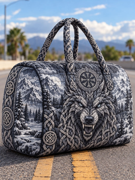 Gesteppte Reisetasche mit Wikinger-Muster
