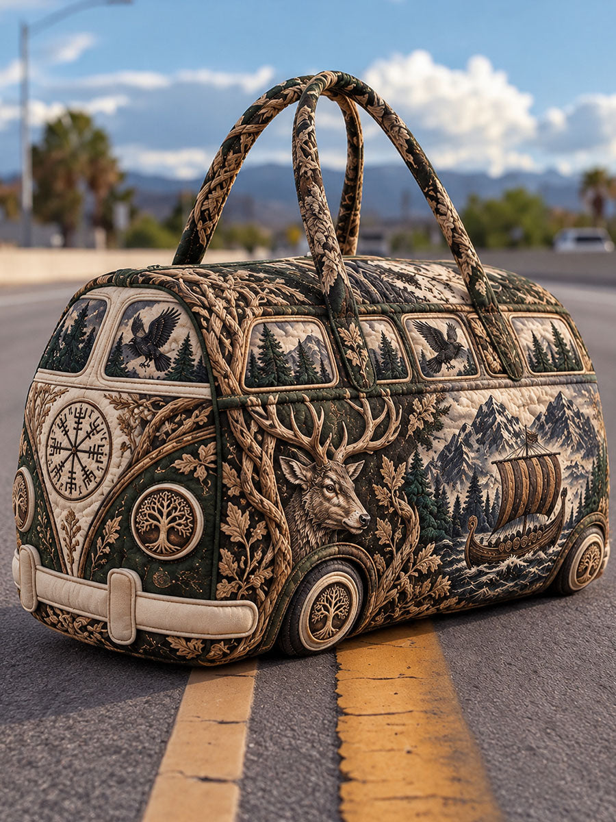 Gesteppte Reisetasche mit Wikinger-Muster