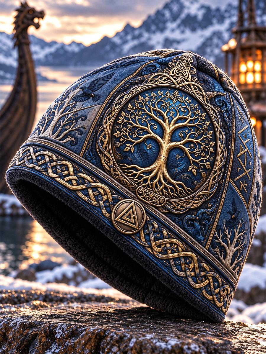 Viking Art Vintage Herbst und Winter Warme Kalt gestrickte Mütze