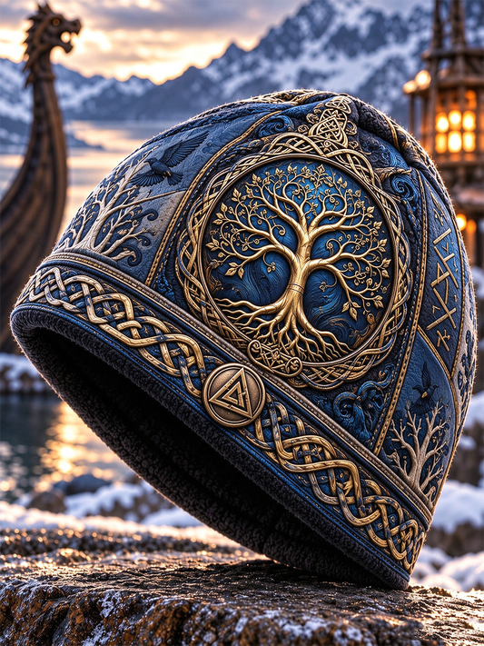 Viking Art Vintage Herbst und Winter Warme Kalt gestrickte Mütze