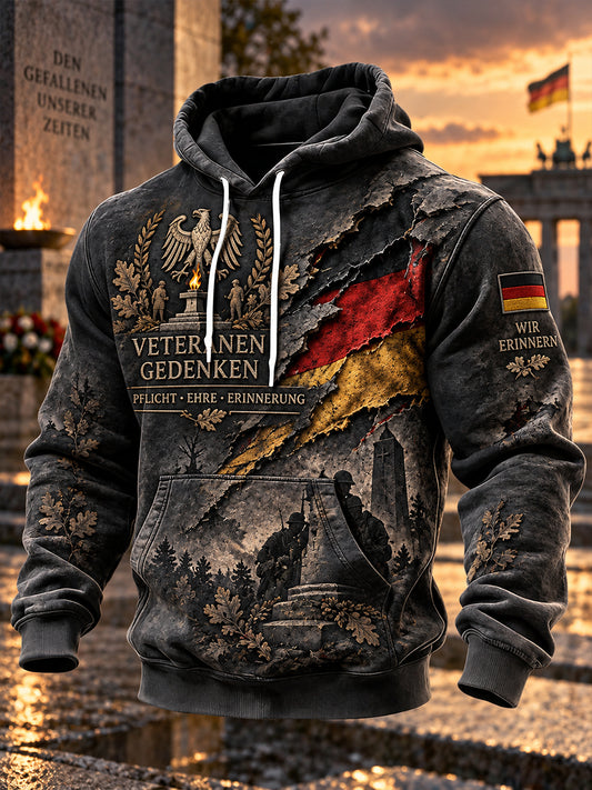 Herren-Kapuzenpullover mit Grafikdruck zum Gedenken an Veteranen