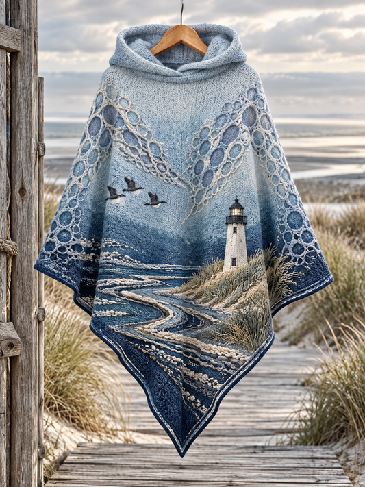 Damen Coastal Art Cape Pullover