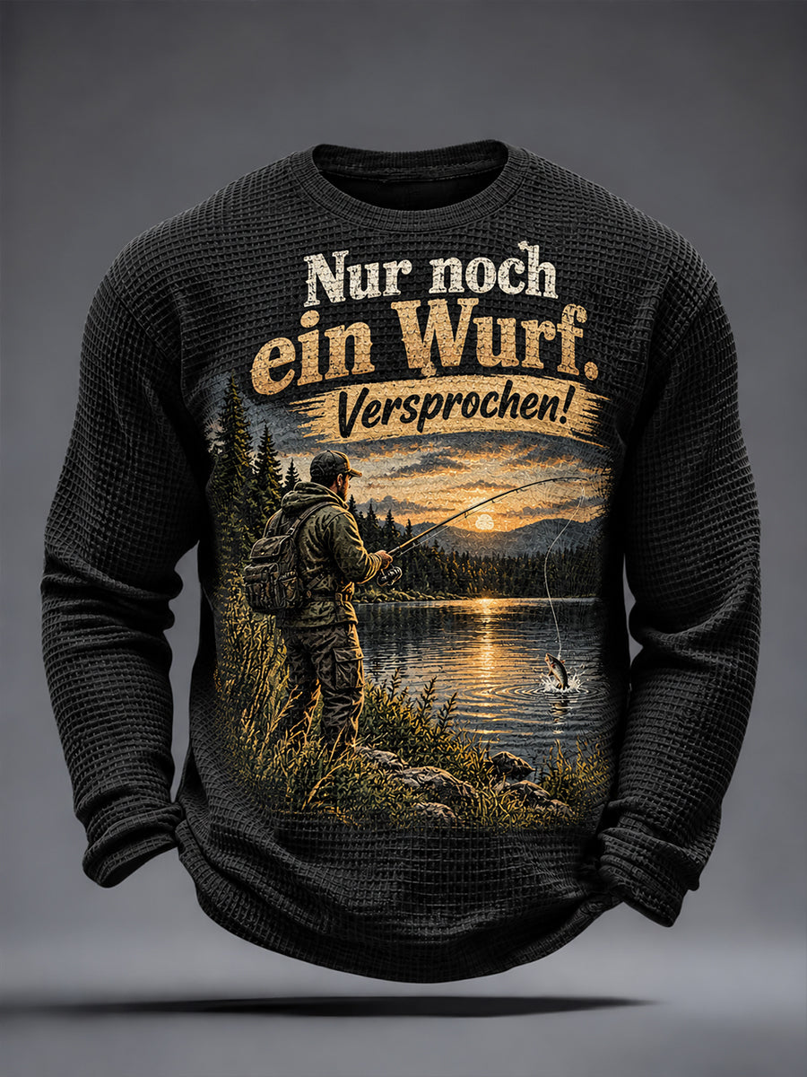 Lustiges Herren-T-Shirt mit Fischerspruch-Print, Waffelstruktur