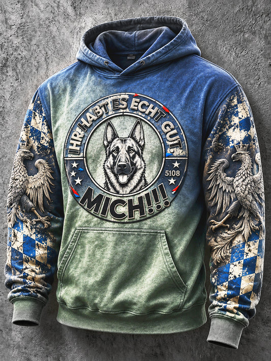 Herren Gradient Deutsches Sprichwort-Druck lässig Kapuzen-Sweatshirt