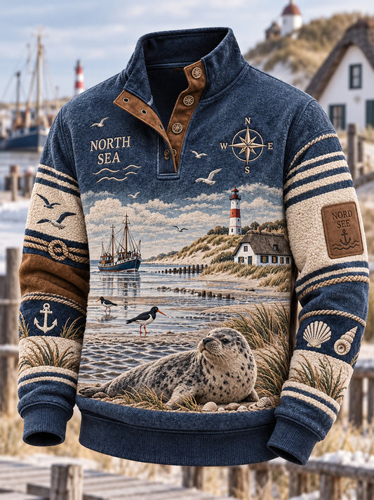 Herren-Kapuzenpullover mit vier Knöpfen, Northern Coast