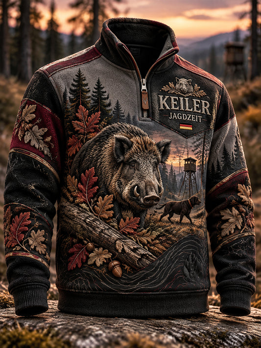 Herren-Kapuzenpullover mit Reißverschluss für die deutsche Jagdsaison