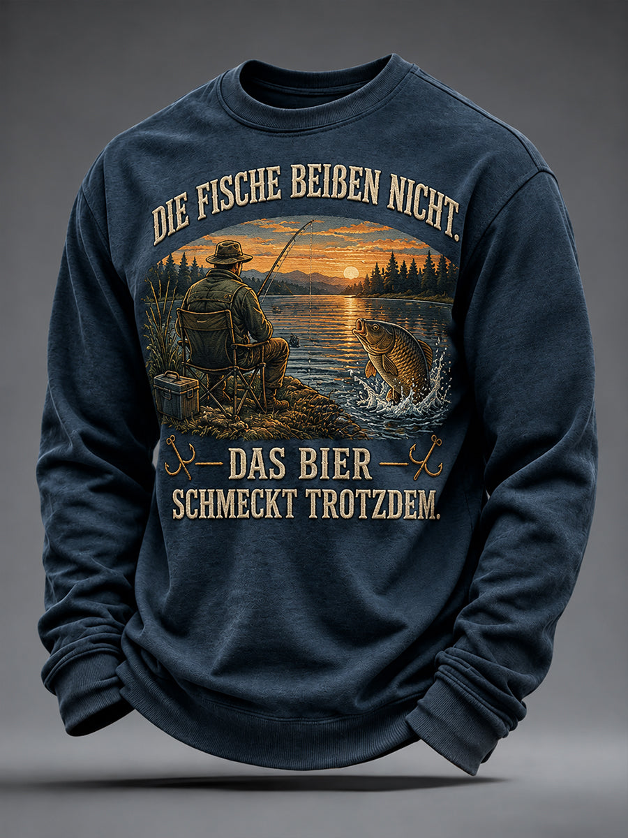 Herren-Sweatshirt mit lustigem Angeldruck und Rundhalsausschnitt