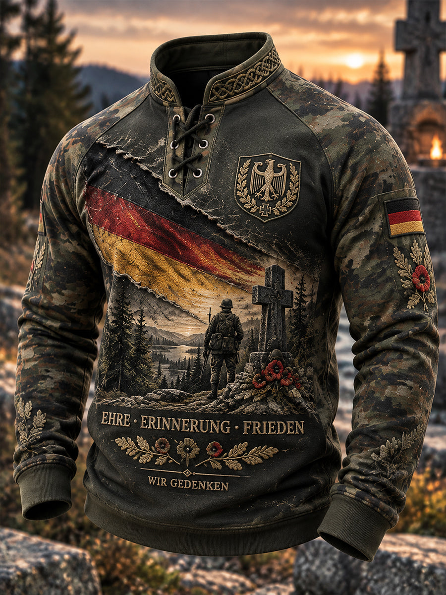 Herren-Graphic-Longsleeve mit Raglanärmeln und Veteranen-Gedenkmotiv