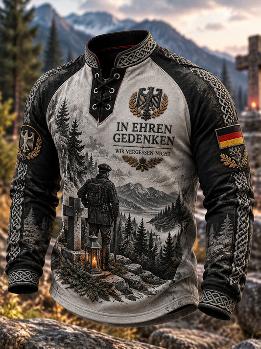 Herren-Graphic-Longsleeve mit Raglanärmeln und Veteranen-Gedenkmotiv