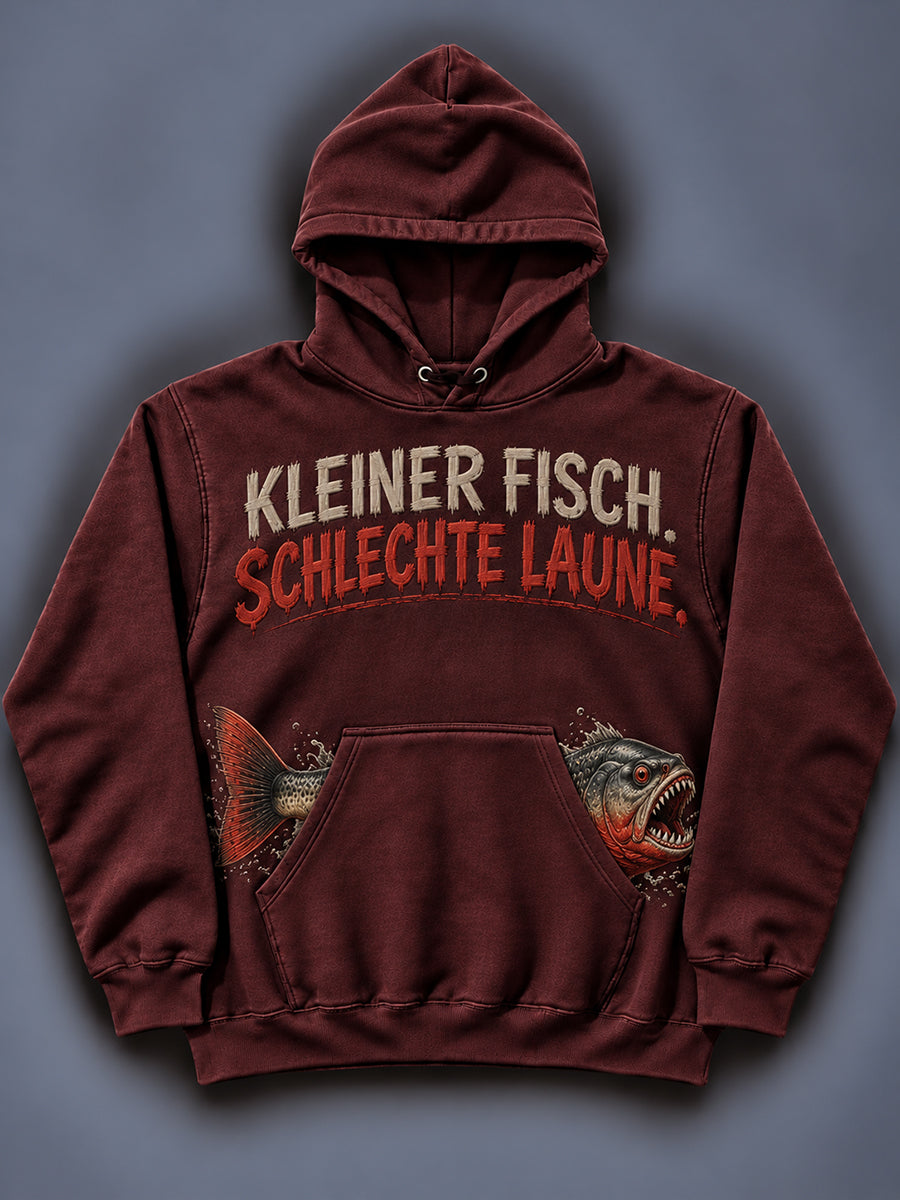 Herren-Kapuzenpullover mit witzigem Angler-Print und Tasche