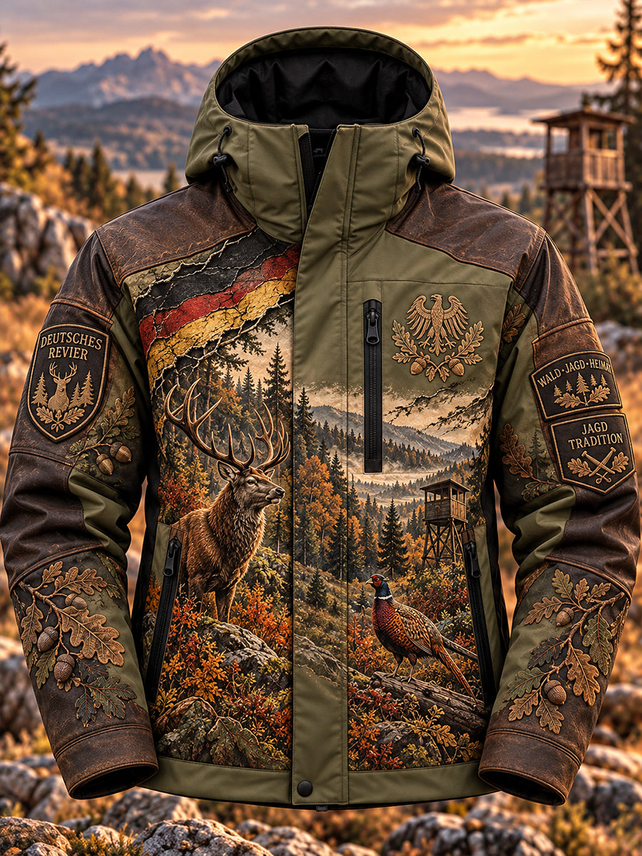 Herren-Grafikjacke aus strapazierfähigem Obermaterial zur Erinnerung an die Jagdsaison