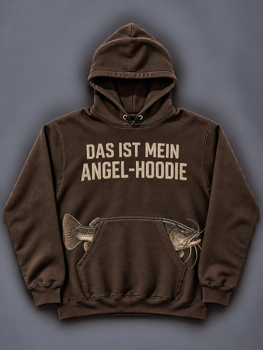 Herren-Kapuzenpullover mit witzigem Angler-Print und Tasche