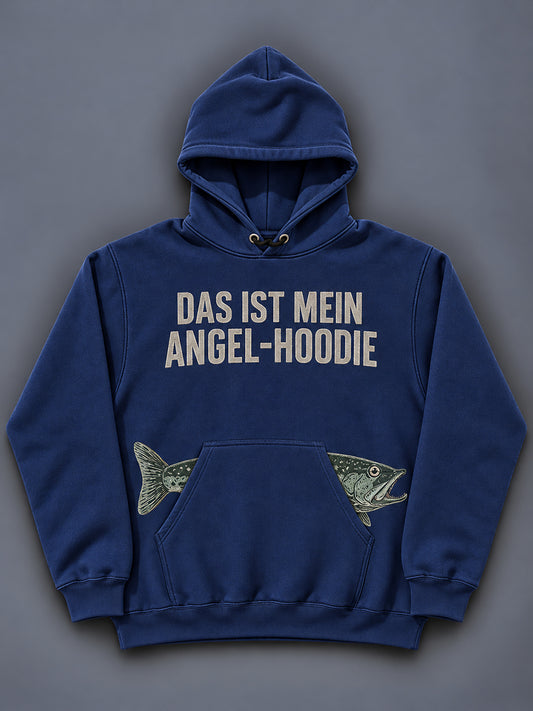 Herren-Kapuzenpullover mit witzigem Angler-Print und Tasche