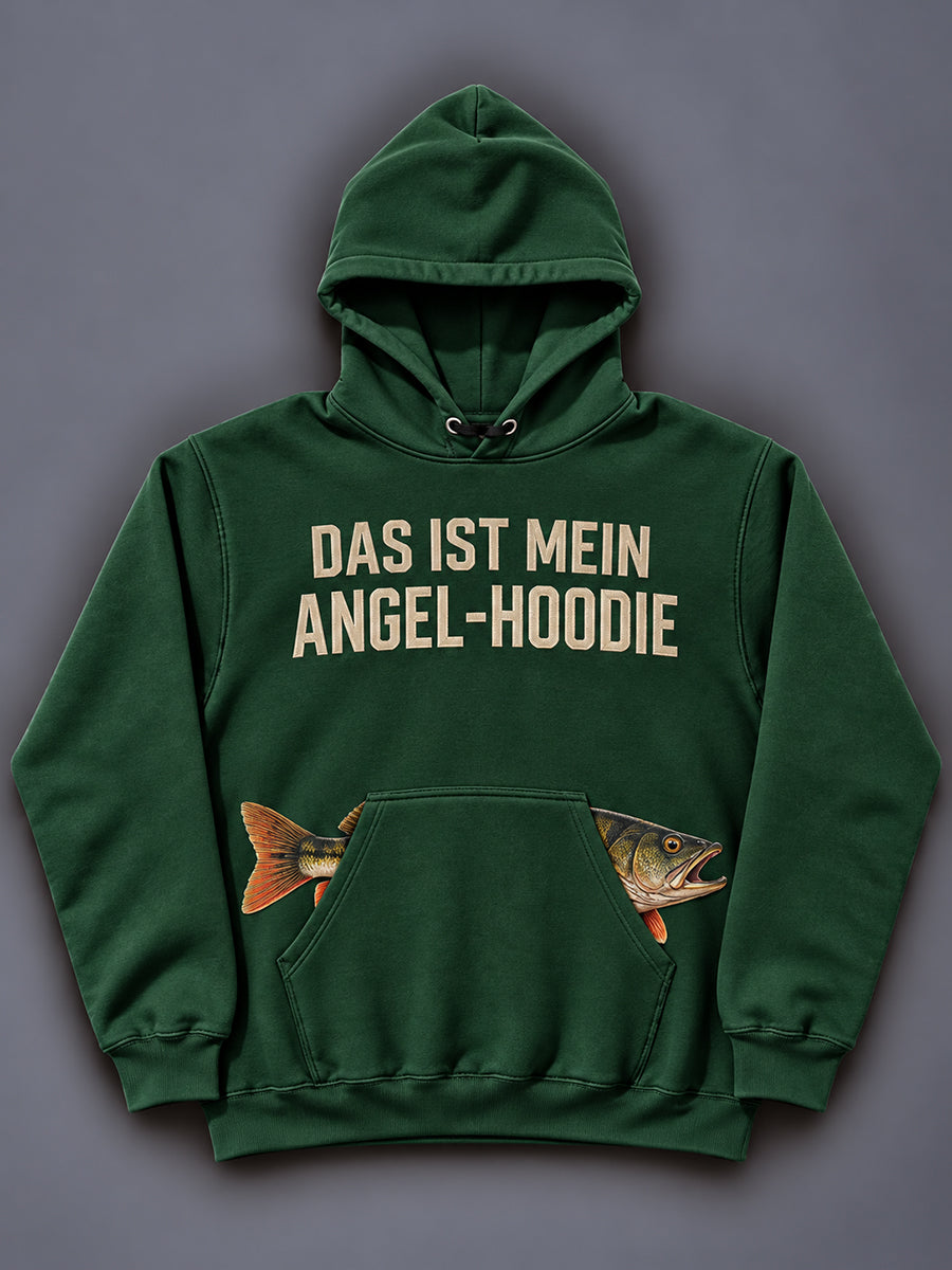 Herren-Kapuzenpullover mit witzigem Angler-Print und Tasche